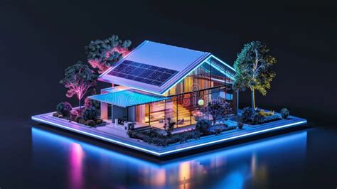 Smart Home with Solar Panels Rooftop System for Renewable Energy Stock Photo - Image of industry ...