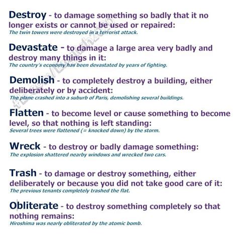 destruction  ways   writing words english