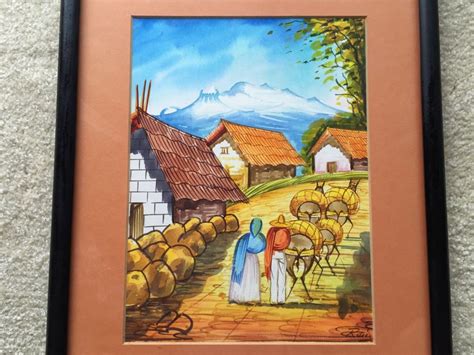 Framed Original Mexican Watercolor Painting By Ruiz