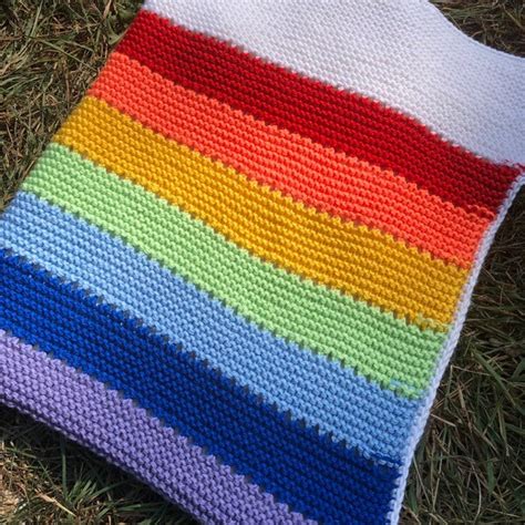 Rainbow Baby Blanket Hand Knitted Baby Blanket Merino Wool Etsy