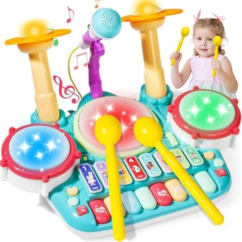 Jouet Enfant MARSEE Tambour Jouet Avec Micro Et Kit De Batterie