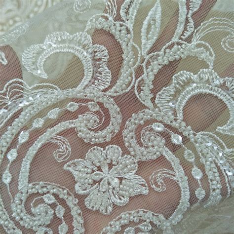 Heavy Beading Wedding Lace Beading Lace Fabric Ivory Beaded Etsy