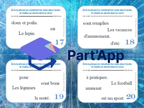 Part App 24 cartes à tâches de lecture replacer écrire