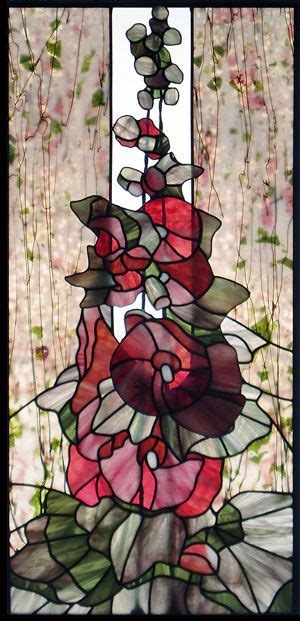 Gorgeous Hollyhock Stained Glass Teresa Seaton Stained Glass Flowers Stained Glass Mosaic