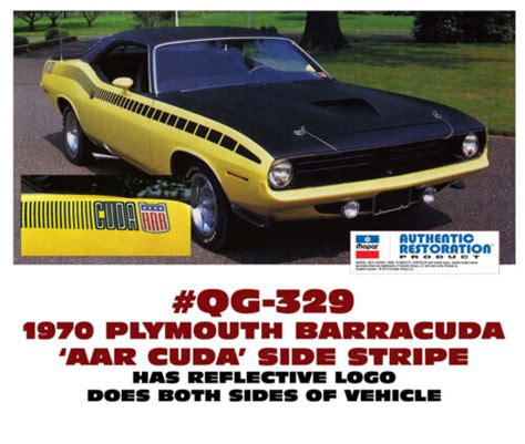 Qg Plymouth Barracuda Cuda Aar Side Stripe Decal Kit