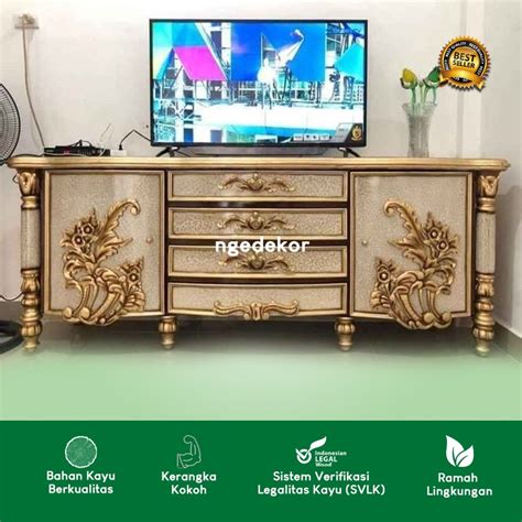 Jual Bufet Kian Santang Bufet Tv Kayu Jati Warna Natural Kombinasi