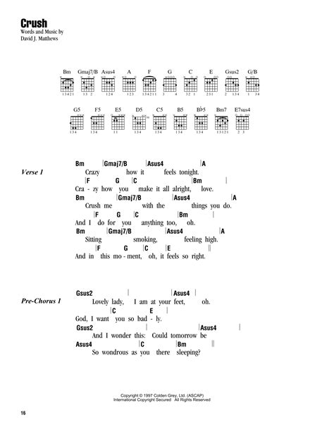 Crush By Dave Matthews Band Sheet Music For Guitar Chordslyrics At