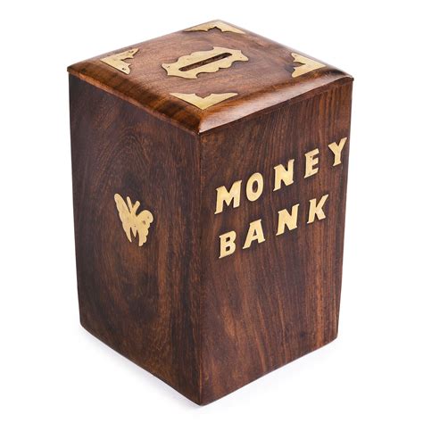 Rusticity Wood Piggy Bank For Kids And Adults Butterfly Motif