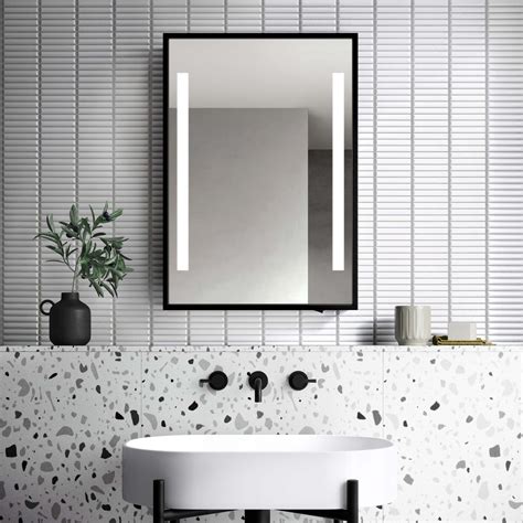 Mia Battery Operated Black Illuminated LED Mirror Cabinet