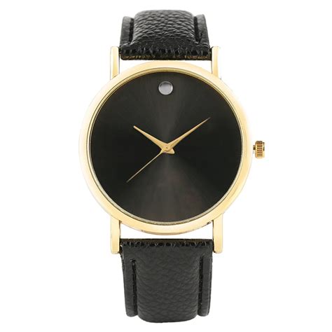 Simple Face Analog Quartz Watches Ladies Luxury Pu Leather Minimalist Button Twelve Dial Wrist