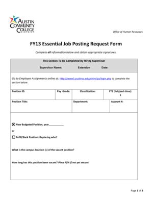 Fillable Online Austincc Office Of Human Resources Fy Essential Job