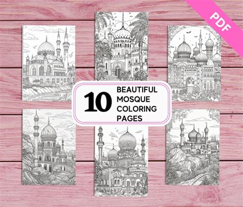 10 Beautiful Mosque Coloring Pages for Kids and Adults Printable PDF 10 ...