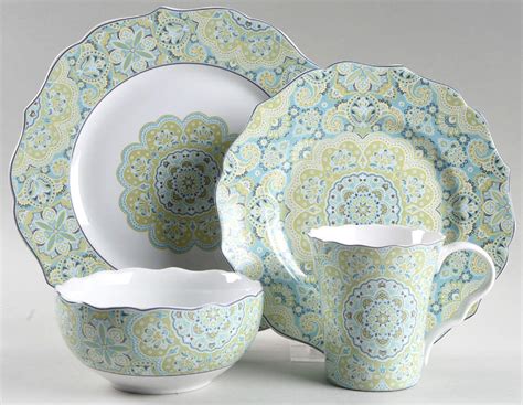 Lyria Teal 4 Piece Place Setting By 222 Fifth Pts Replacements Ltd