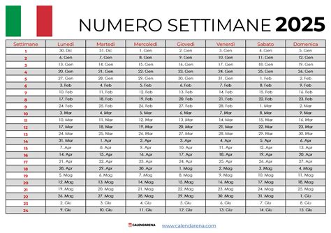 Calendario Con Settimane 2025 Myra Tallia