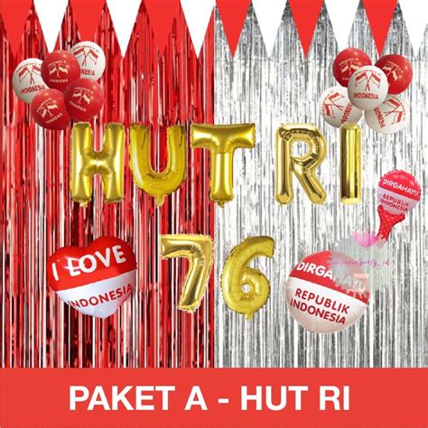 Jual Paket Dekorasi Hiasan Balon Dirgahayu Hut Ri Agustus Merah