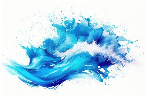 Watercolor Ocean Waves and Splash Water, Ai Generation Stock ...