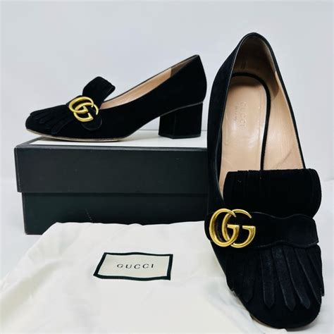 Gucci Shoes Gucci Marmont 55mm Kiltie Loafer Black Suede Leather