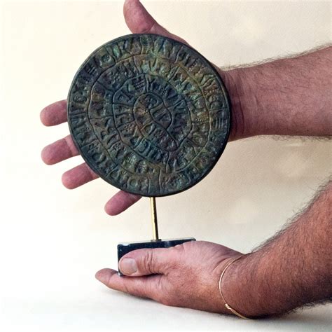 Minoan Phaistos Disc Bronze Sculpture Ancient Greek Crete Museum