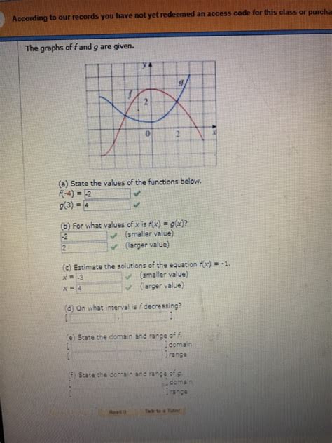 Solved The Graphs Of F And G Are Given A State The