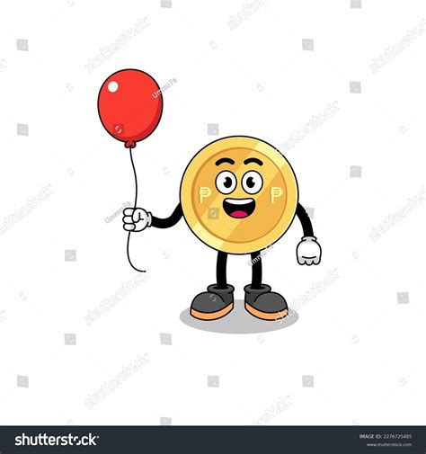 Cartoon Philippine Peso Holding Balloon Character Stock Vector Royalty