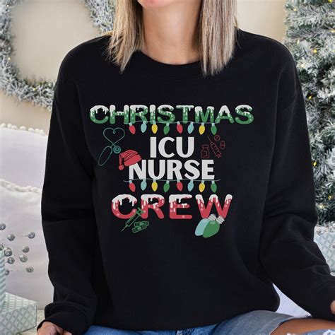 Icu Nurse Christmas Sweatshirt Icu Nure Crew Matching Shirts Icu