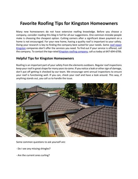 Ppt Roofing Tips For Kingston Homeowners Powerpoint Presentation