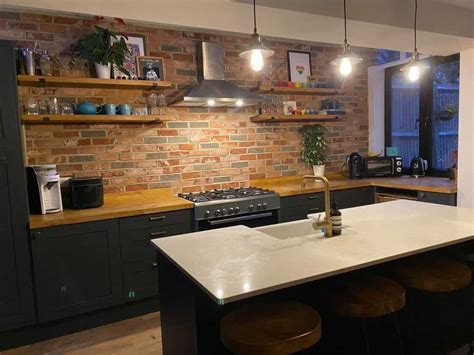 Brick Slips Kitchen Kitchen Brick Wall Kitchen Chimney Grey Shaker