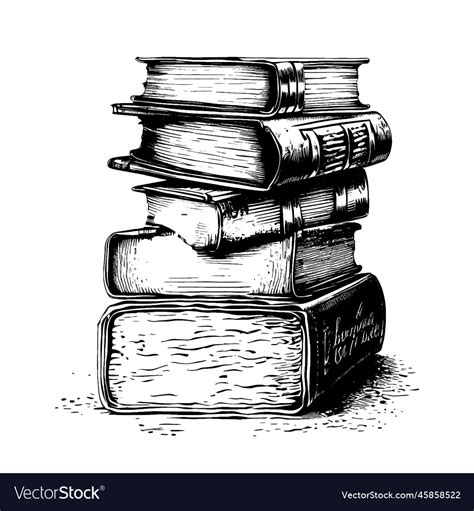 Stack Of Books Hand Drawn Sketch Royalty Free Vector Image