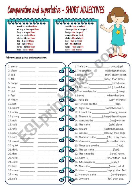 Comparative And Superlative Adjective Worksheets