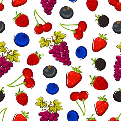 Premium Vector Summer Fruits And Berries Seamless Pattern