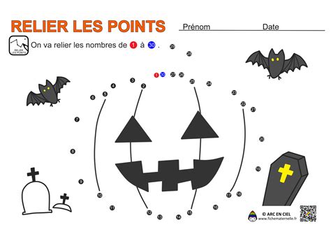 Relier les points Jusquà 30 Halloween ARC EN CIEL