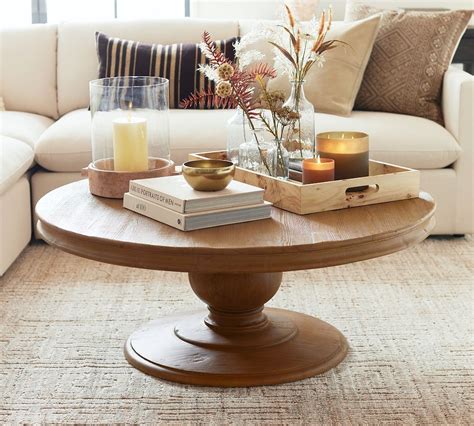 Heritage Farmhouse Reclaimed Wood Round Coffee Table Pottery Barn