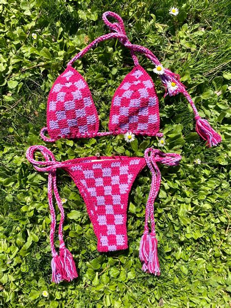 Two Pieces Crochet Brazilian Bikini Set Crochet Swimsuit Handmade