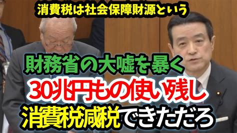 【消費税 社会保険料の財源？】財務省は嘘八百の二枚舌、財務官僚を完全論破【国会切り抜き】消費税減税、社会保険料 Youtube