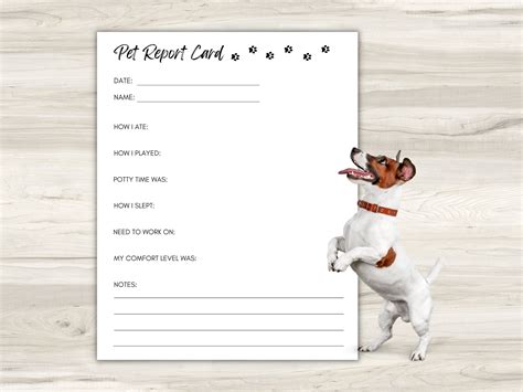 Pet Report Card Printable For Pet Sitter Business Dog Report Card Dog