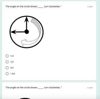 Describing Angles And Fractional Parts Of A Circle Google Form Assessment