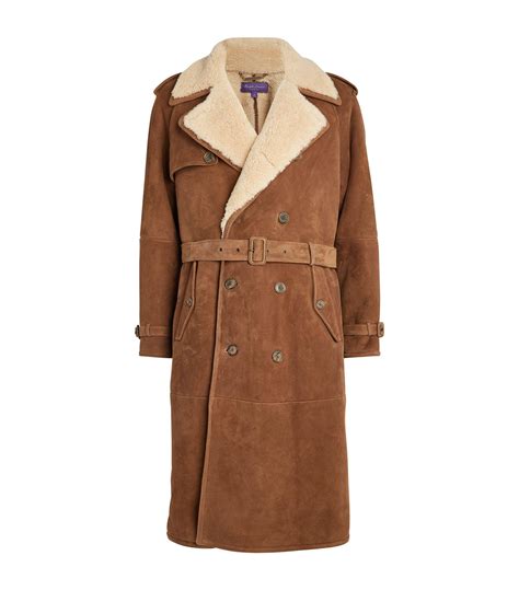 Ralph Lauren Purple Label Suede Shearling Belted Coat In Brown For Men Lyst