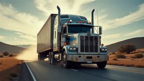 Dusty Road Echoes with the Rumble As a Big Rig Conquers the Vast ...