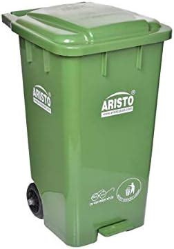 ARISTO Plastic Step On Wheel Pedal Garbage Waste Dustbin 65 LTR Green