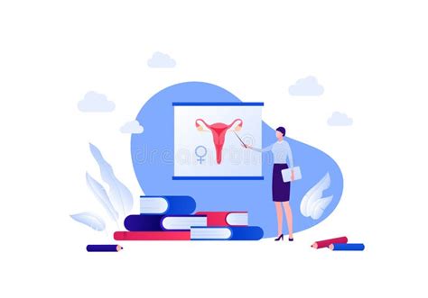 Sex Education And Female Reproductive System Biology Class Concept Vector Flat People