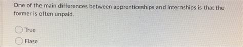 Solved One Of The Main Differences Between Apprenticeships Chegg