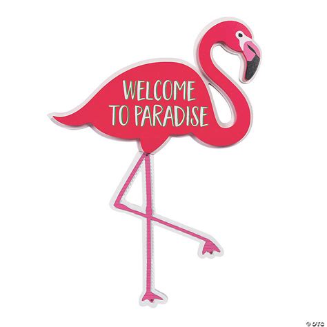 Flamingo Welcome Door Sign Oriental Trading