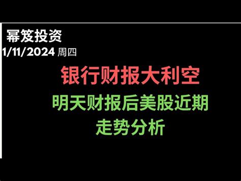 第1071期「幂笈投资」1112024 实盘讲解日内操作 ｜银行财报大利空，会否影响到整个金融板块？｜ 大盘拉涨乏力？财报后近期美股走势