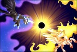 Nightmare Moon And Celestia Battle