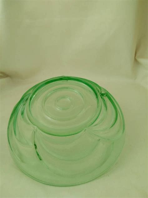 Bagley Glass Art Deco Osprey Bowl Uranium Green Glass Etsy