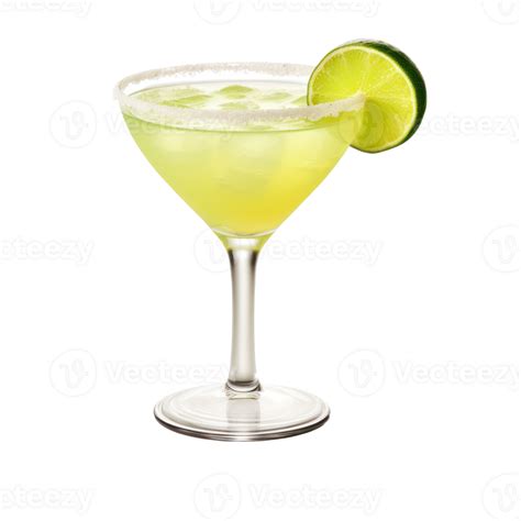 Classic Margarita Cocktail With Fresh Lime And Salted Rim In Glass On