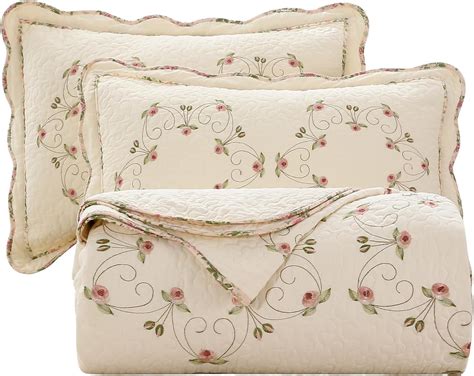 Amazon Vctops Piece Embroidered Quilt Set Full Queen Size