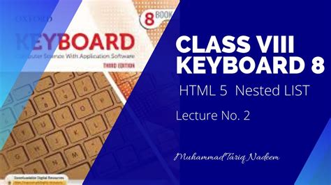 Class VIII Computer Science With Application Software Oxford Keyboard 8