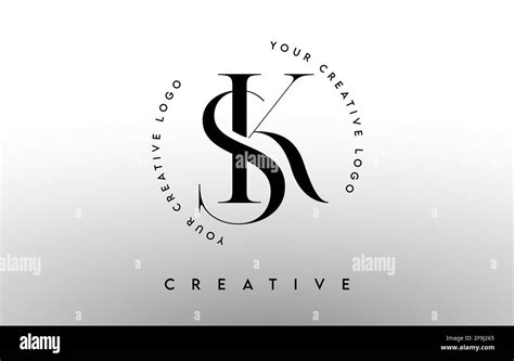 Sk Letter Logo Design With Serif Typography Font And Elegant Modern