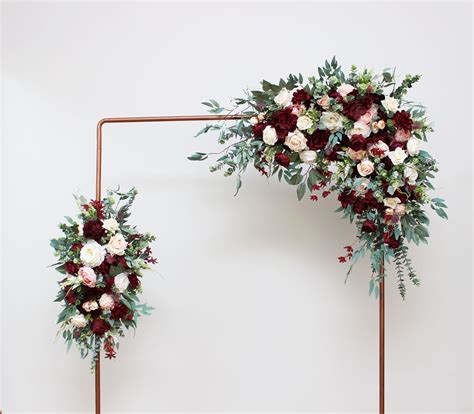 Burgundy Wedding Pink Peonies Blush Pink Roses Flower Arch Arrangement